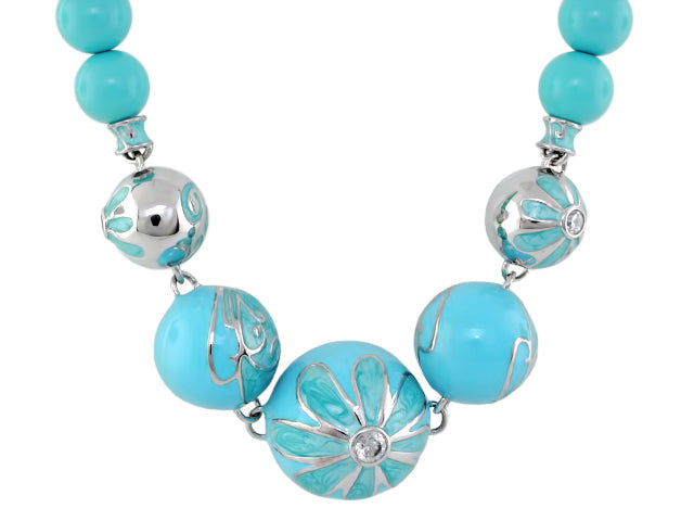 Fab Pink Flower Enamel Necklace
