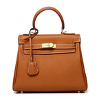 Women's High-grade Fashionable Genuine Leather Handmade Kelly First Layer Handbags