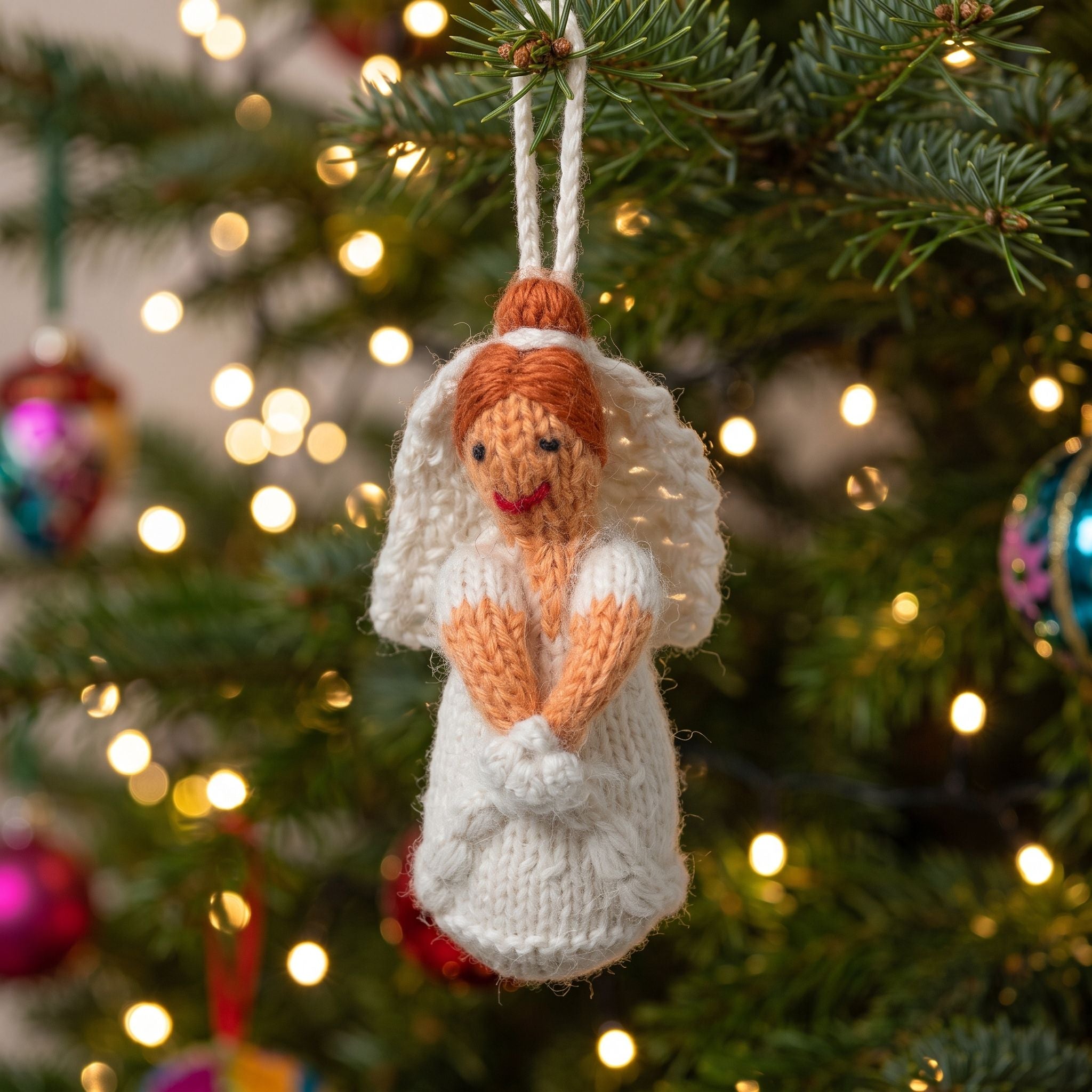 Red Head Bride Ornament Hand Knit Wedding Ornament Arcadia Home