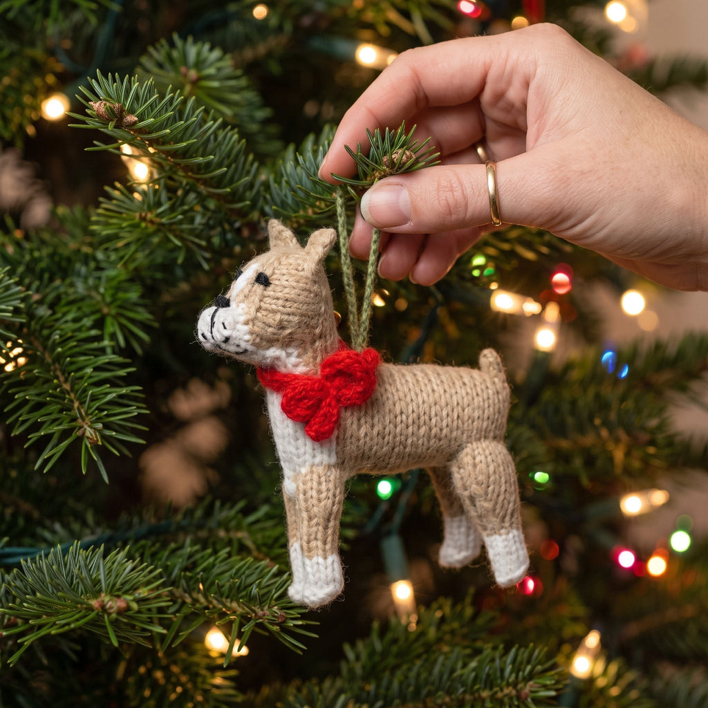 Boxer Dog Hand Knit Christmas Ornament Arcadia Home