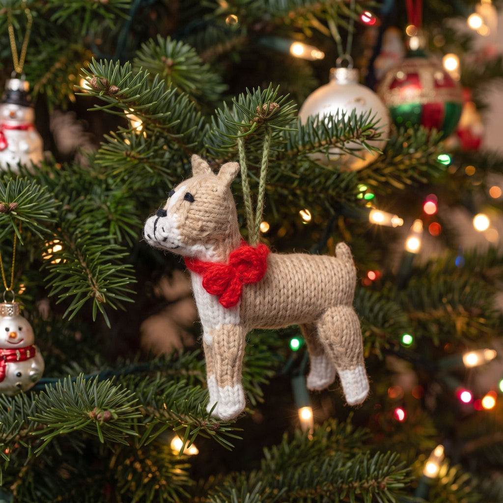 Boxer Dog Hand Knit Christmas Ornament Arcadia Home