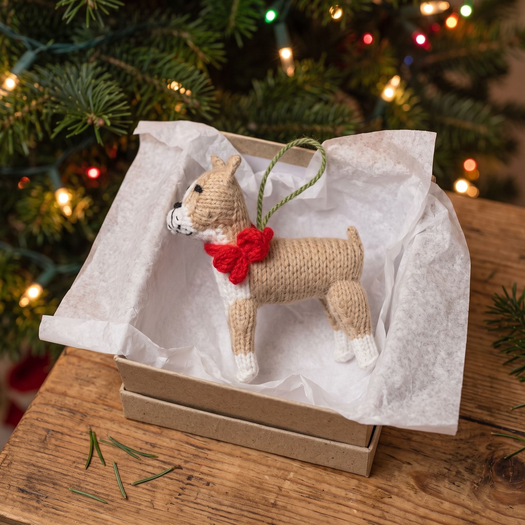 Boxer Dog Hand Knit Christmas Ornament Arcadia Home