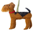 Hand Knit Alpaca Wool Christmas Ornament - Airedale Dog Arcadia Home