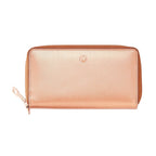 Zip Around Leather Wallet — Rose Gold