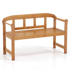 2-Seater Acacia Wood Garden Bench with Backrest & Armrests