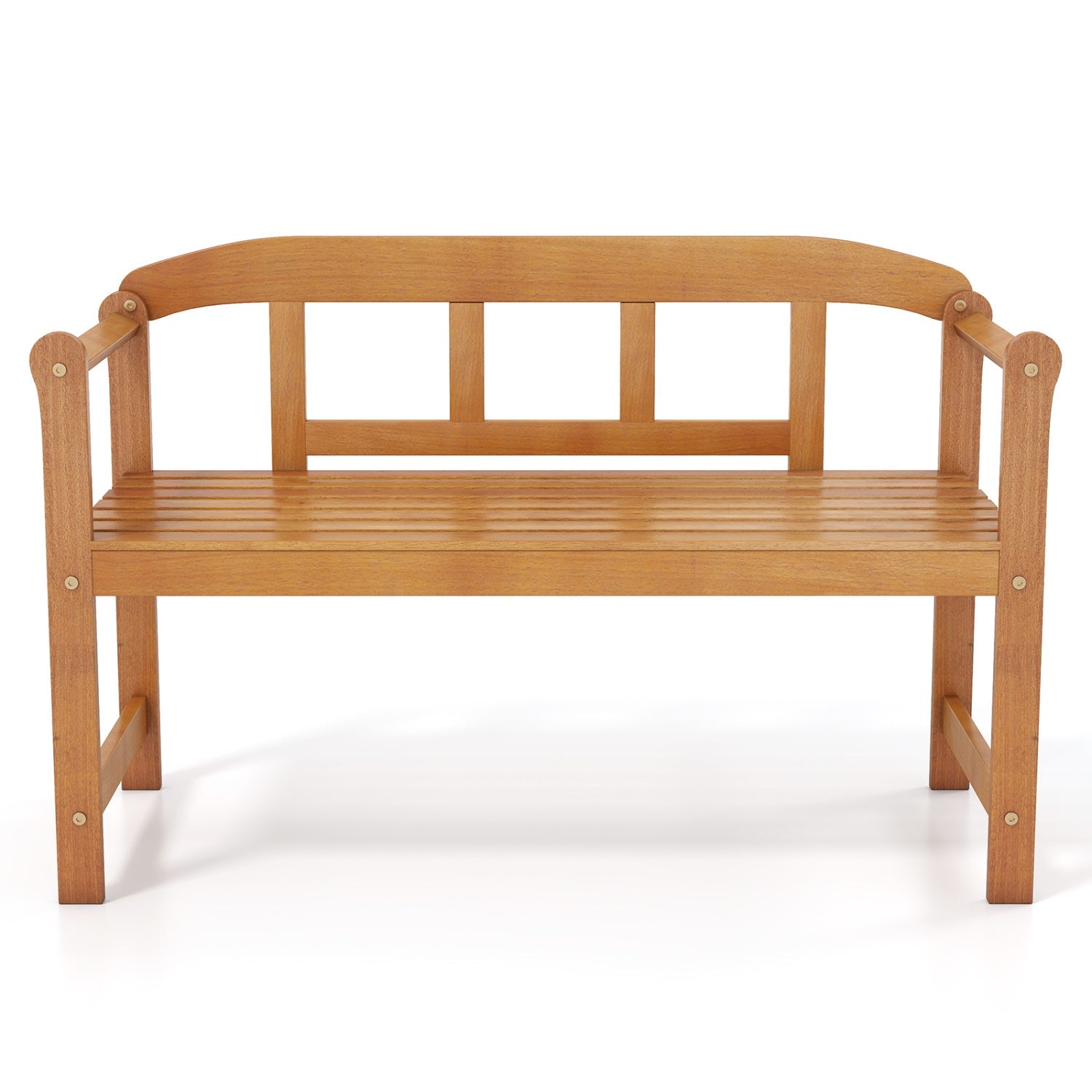 2-Seater Acacia Wood Garden Bench with Backrest & Armrests