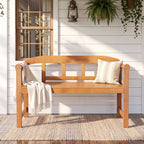 2-Seater Acacia Wood Garden Bench with Backrest & Armrests