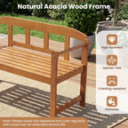 2-Seater Acacia Wood Garden Bench with Backrest & Armrests