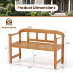 2-Seater Acacia Wood Garden Bench with Backrest & Armrests