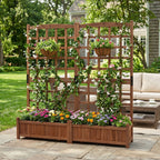 Dual Raised Garden Bed with Trellis and Drainage Holes