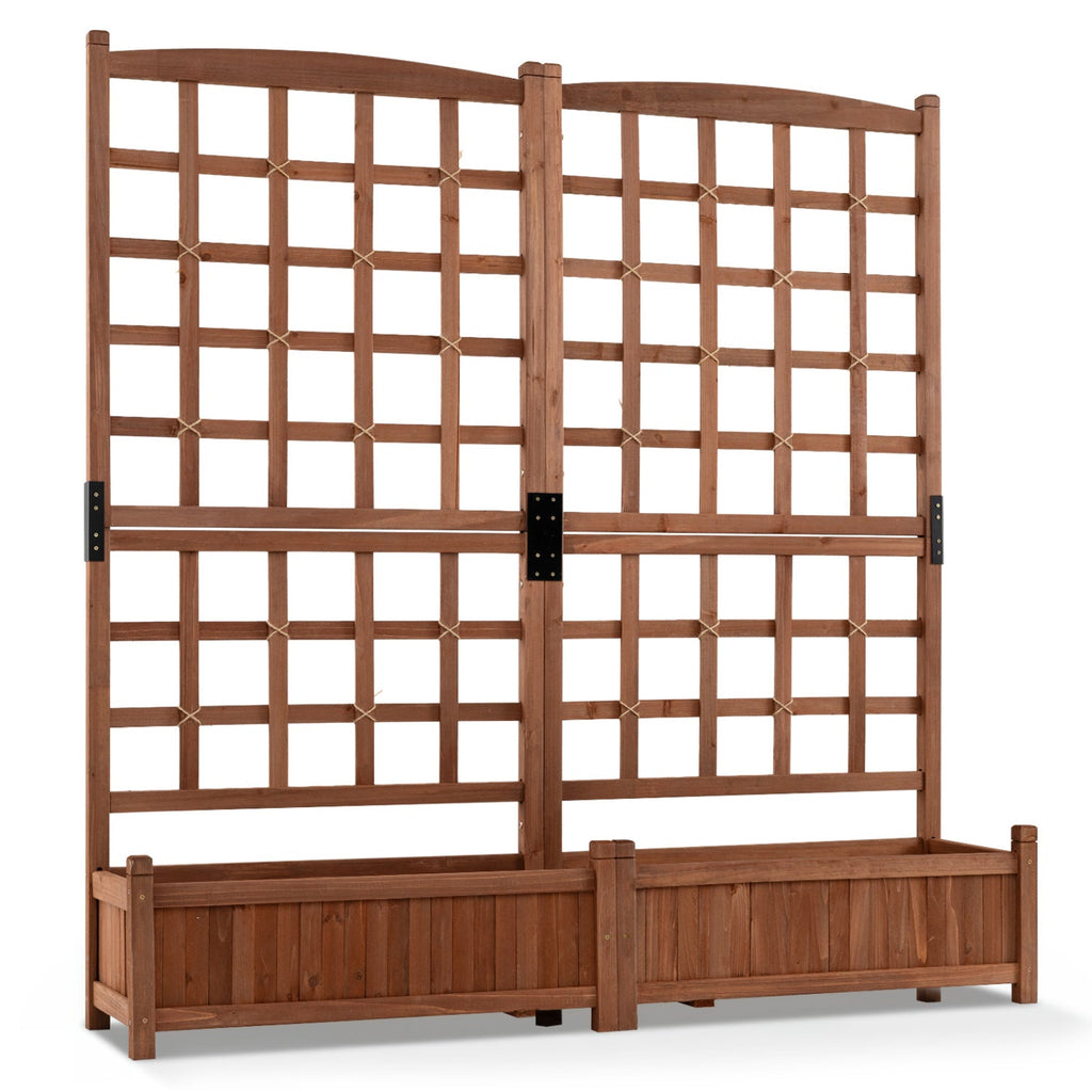 Dual Raised Garden Bed with Trellis and Drainage Holes