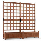 Dual Raised Garden Bed with Trellis and Drainage Holes