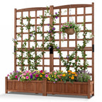 Dual Raised Garden Bed with Trellis and Drainage Holes