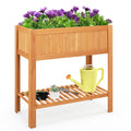 Raised Garden Bed with Storage Shelf – Fir Wood Planter Box