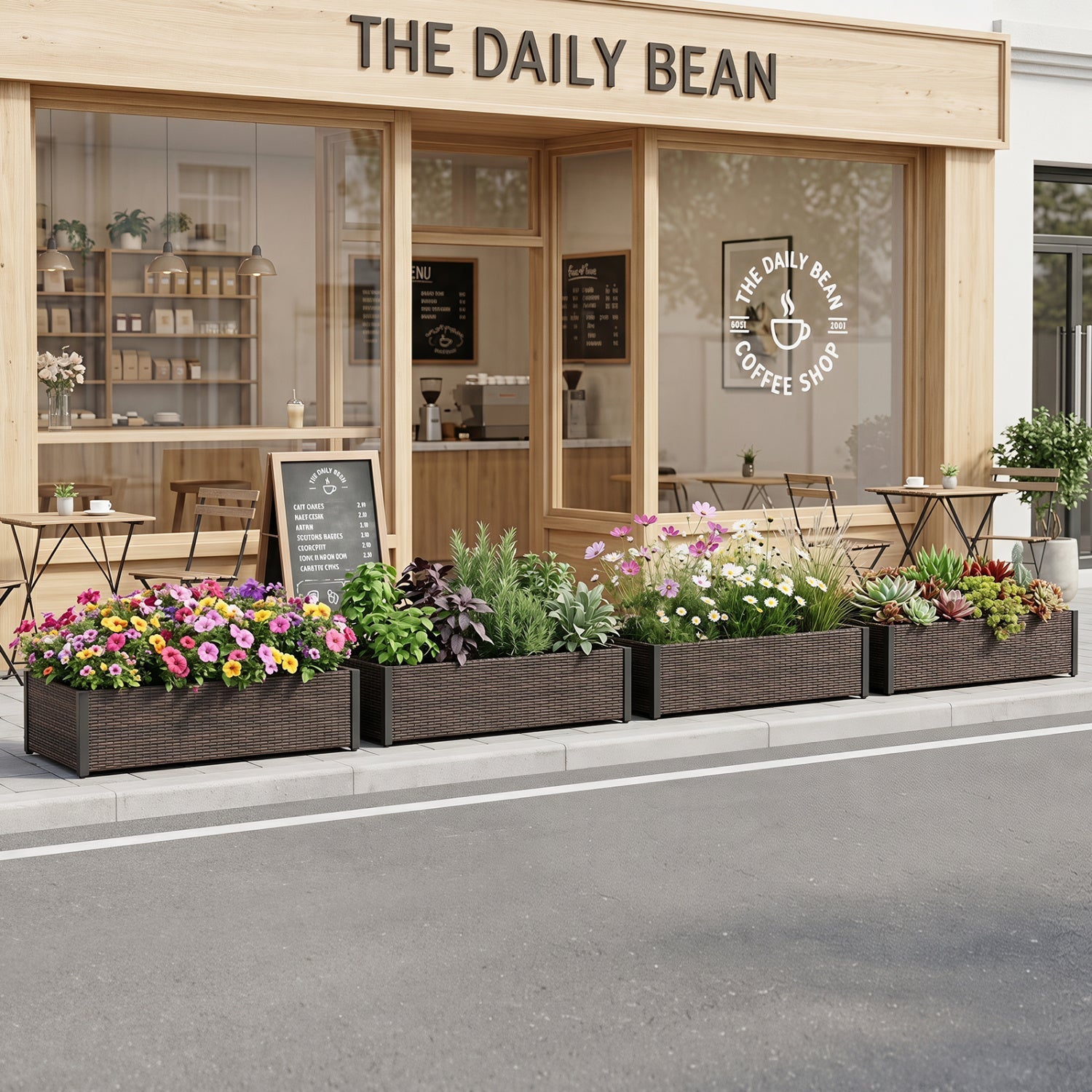 Elevated Raised Garden Bed with PE Rattan - 46" x 24"