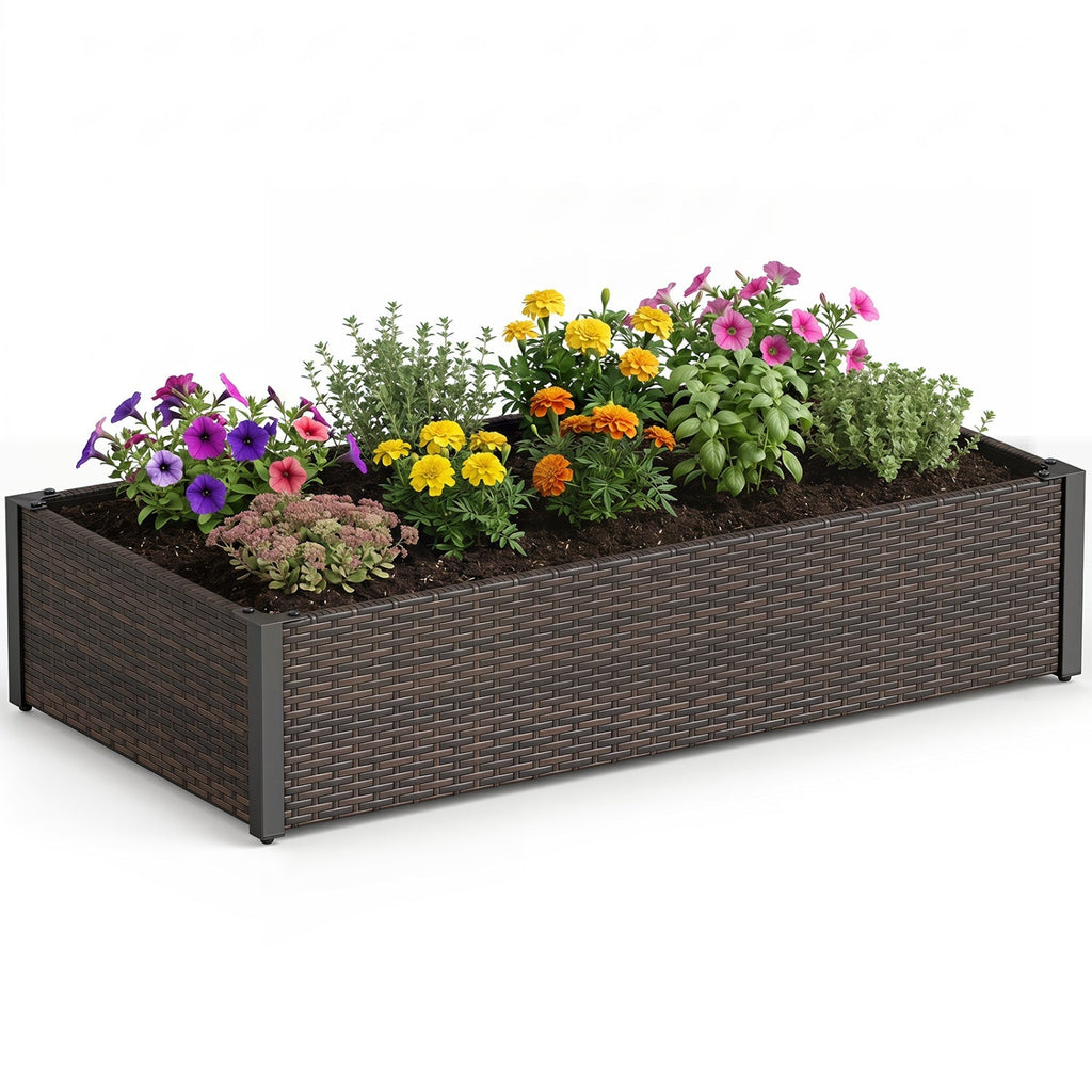 Elevated Raised Garden Bed with PE Rattan - 46" x 24"
