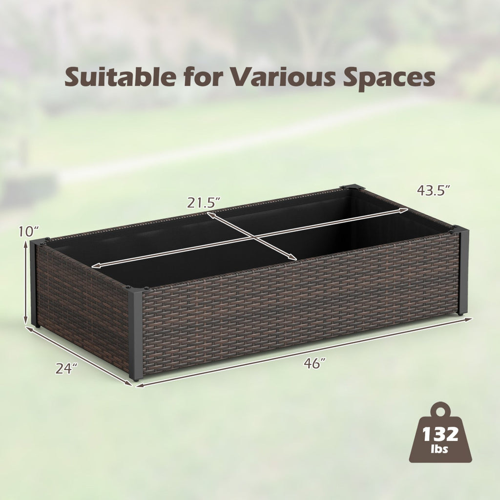 Elevated Raised Garden Bed with PE Rattan - 46" x 24"