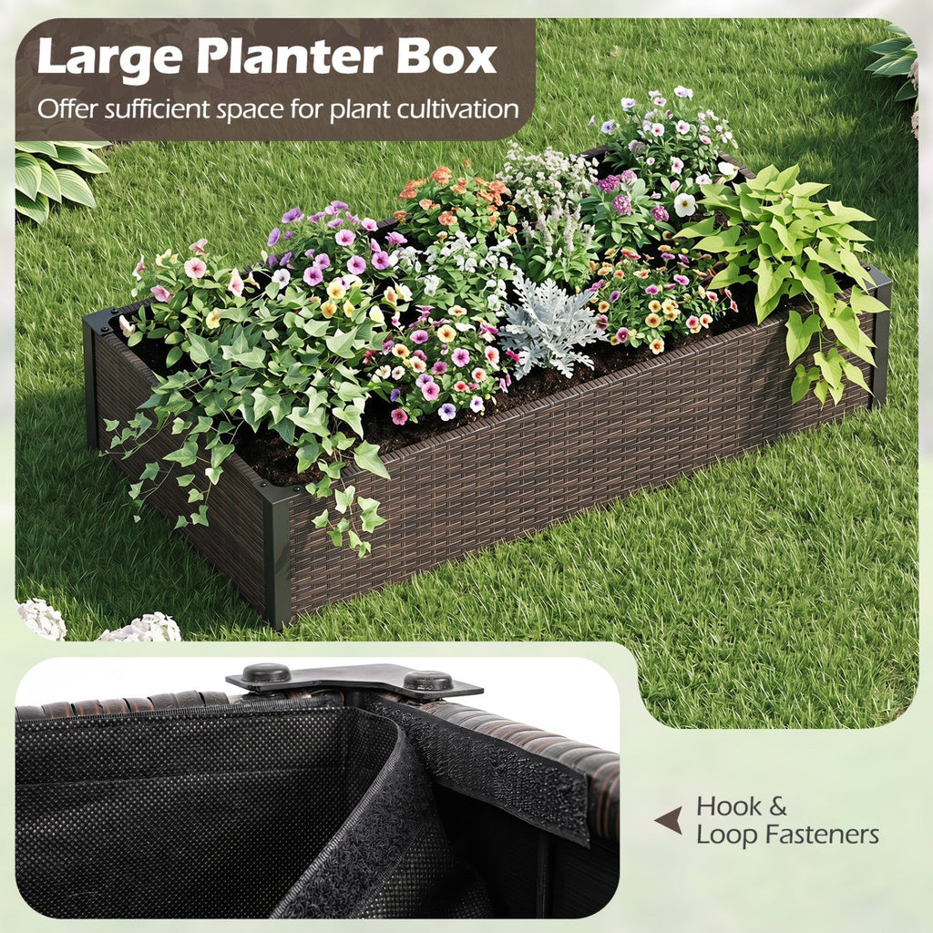 Elevated Raised Garden Bed with PE Rattan - 46" x 24"