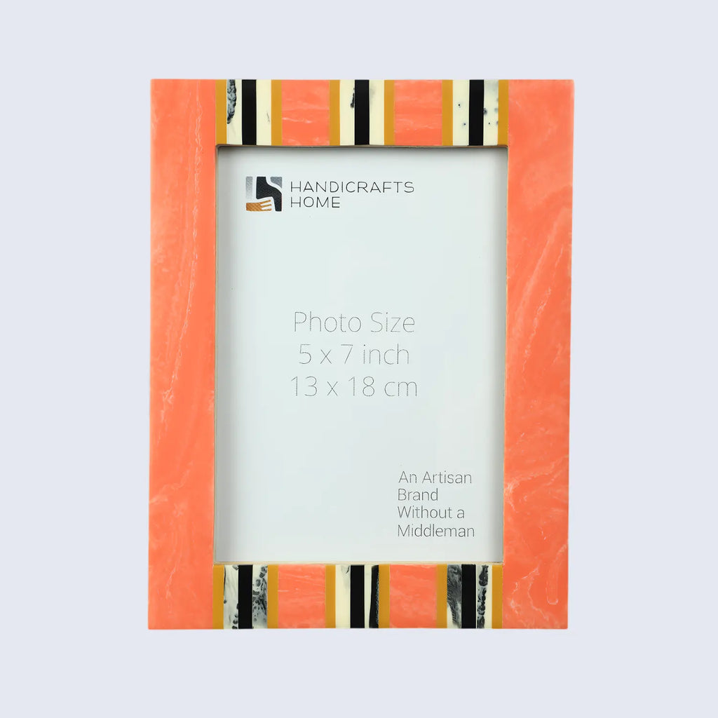 Peach Resin Inlay Picture Frame- Ink Marble Design in 4x6 & 5x7