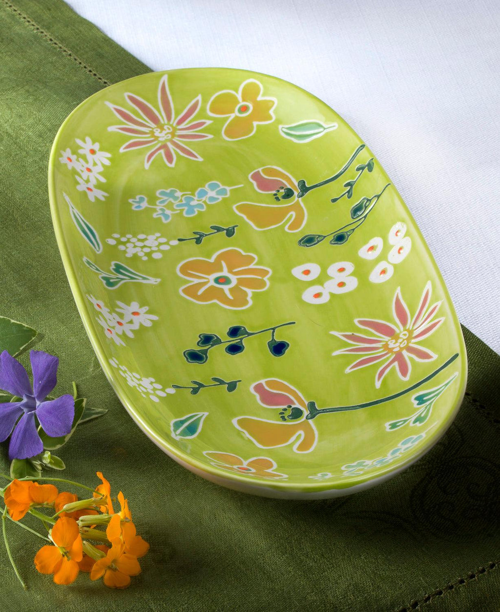 Primavera Handpainted Stoneware Oval Tray - Che Cose Belle