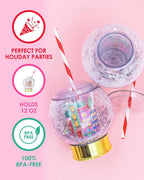 Holiday Village Snow Globe Novelty Sipper (Christmas Cup - set of 1, 6, or 12)