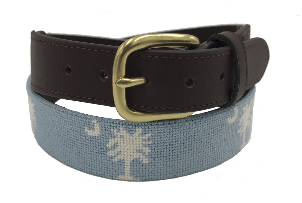 Charleston Belt Carolina Crescent Palmetto Hand-stitched Needlepoint Belt