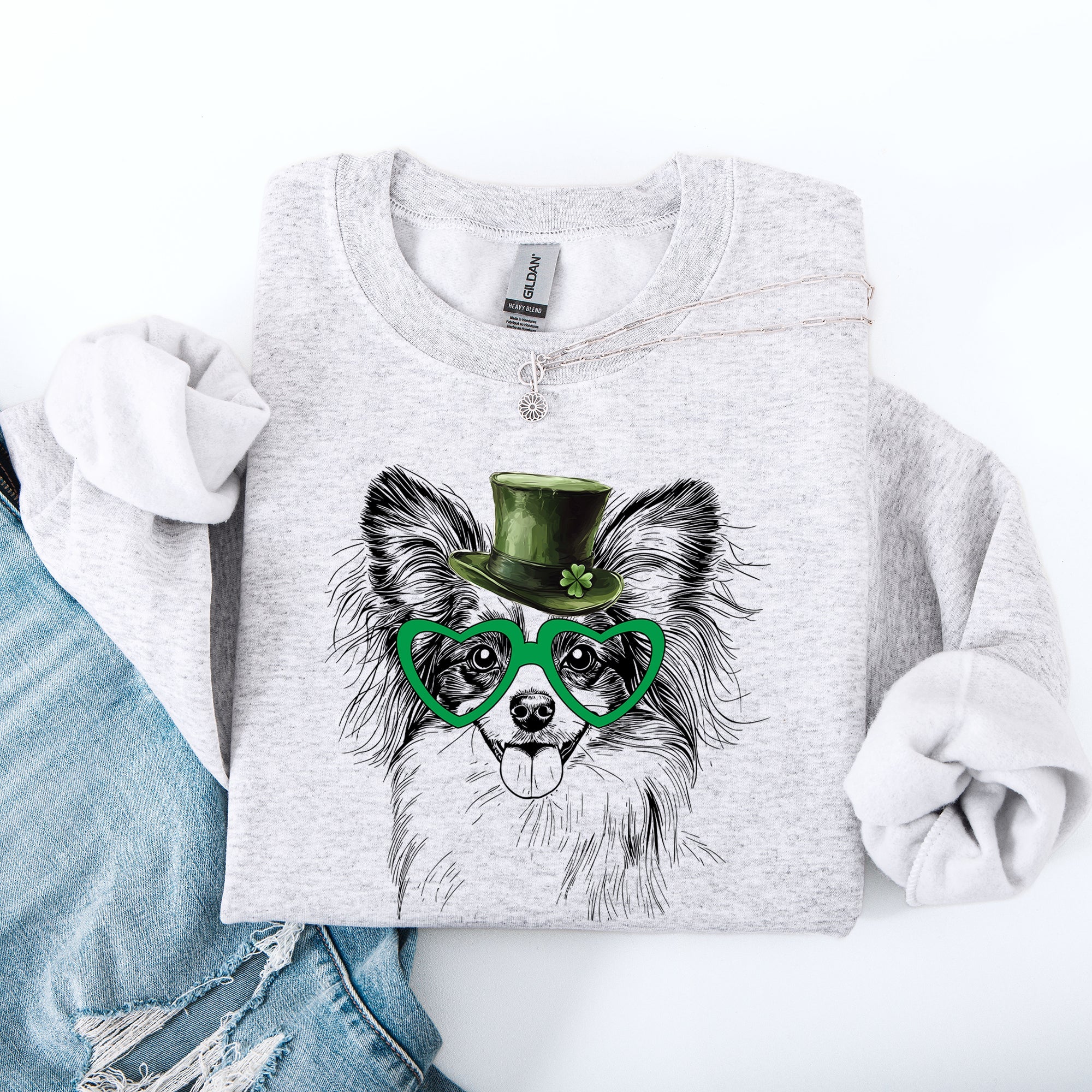 Papillon, Adorable Dog, St Patrick's Day, Lucky, Irish Sweatshirt