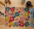 Fleur Raffia placemat, Multicolor Flowers woven tabletop