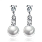 Pearl Drop Earrings with Cubic Zirconia  Accents Earrings