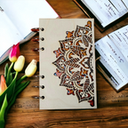 Refillable Wooden Mandala Notebook – Personalized Journal (A6 Paper)