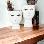 Coquette Porcelain Vases Set Of 2 Wink And Smile Ceramic Vases With Gold Trim Slim Vanity Decor