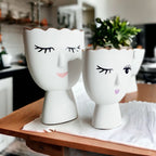 Coquette Porcelain Vases Set Of 2 Wink And Smile Ceramic Vases With Gold Trim Slim Vanity Decor