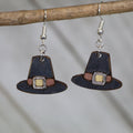 Pilgrim Hat Wooden Earrings | Thanksgiving Holiday Jewelry