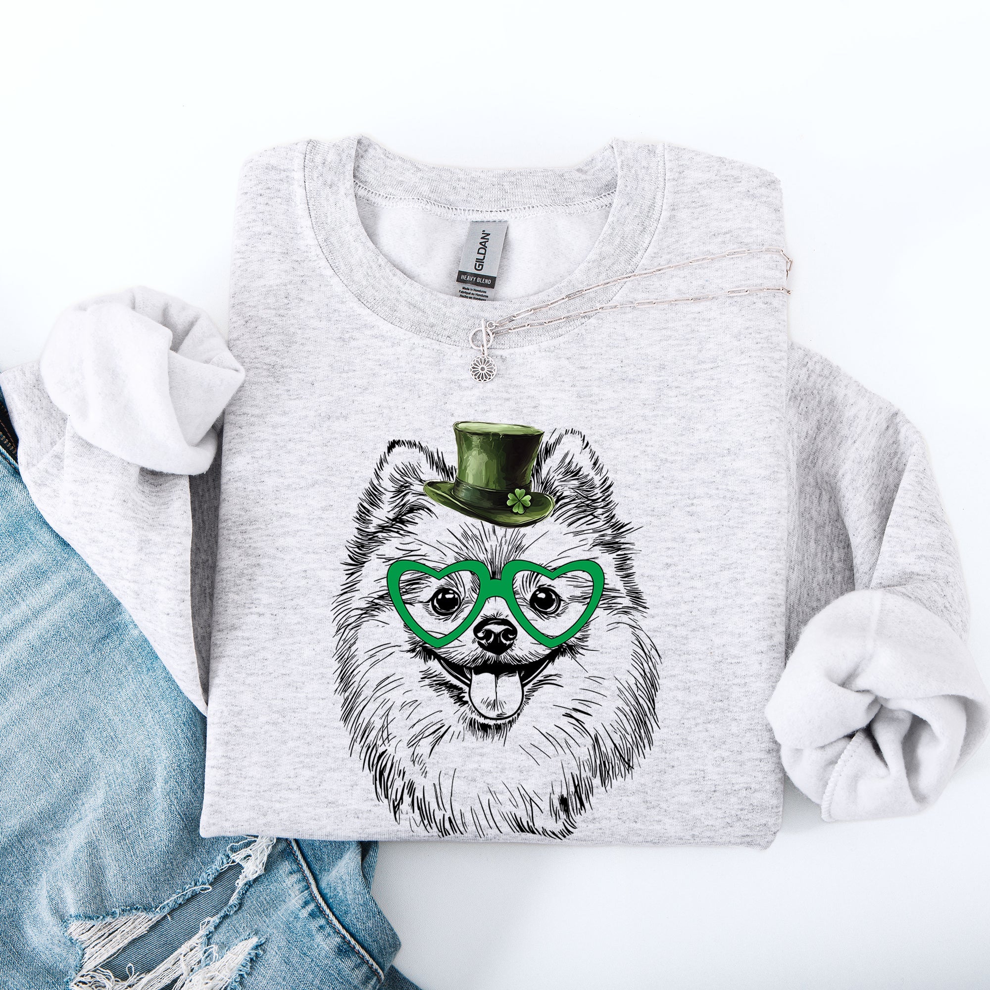 Pomeranian, Adorable Dog, St Patrick's Day, Lucky, Irish Sweatshirt
