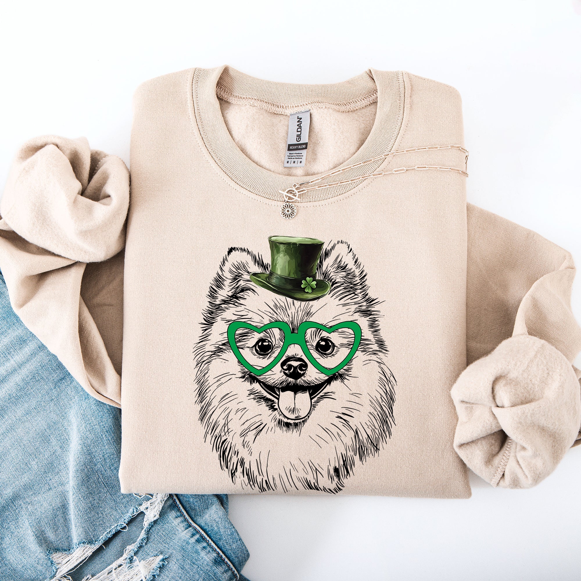 Pomeranian, Adorable Dog, St Patrick's Day, Lucky, Irish Sweatshirt