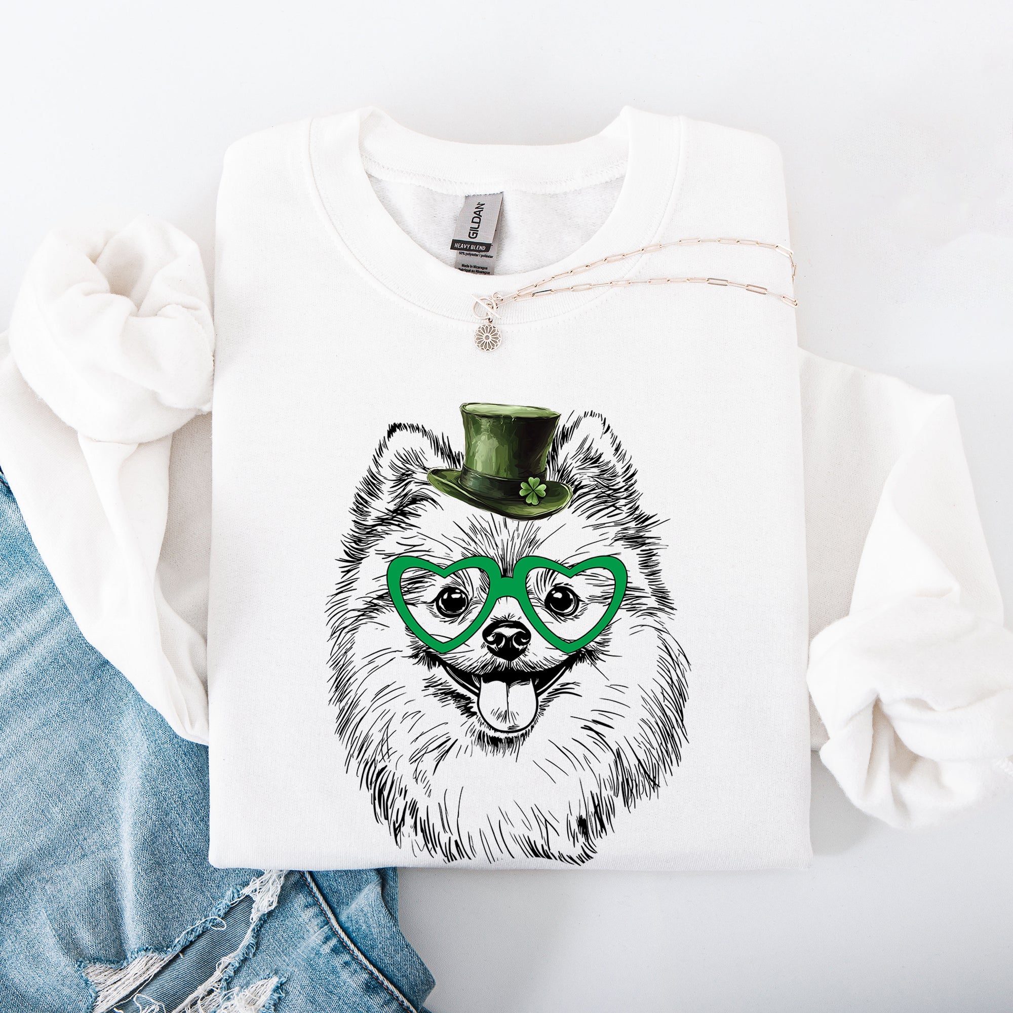 Pomeranian, Adorable Dog, St Patrick's Day, Lucky, Irish Sweatshirt