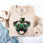 Pug, Adorable Dog, St Patrick's Day, Lucky, Irish Sweatshirt