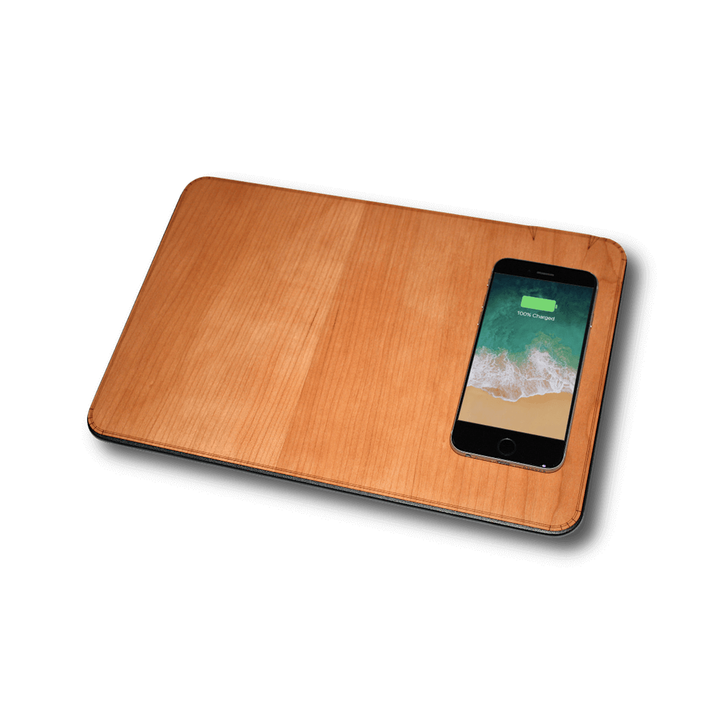 Oversize Wood Mousepad with 15 watt Wireless Fast Charger