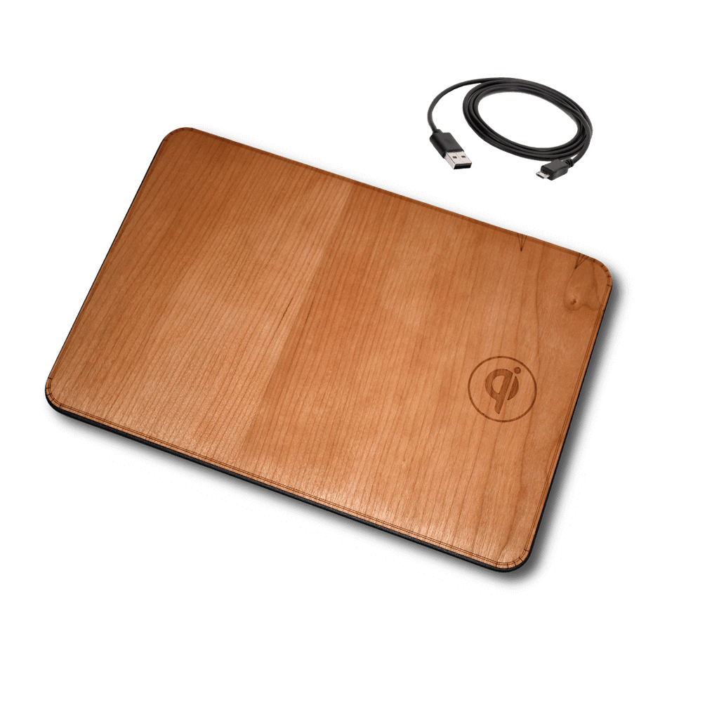 Oversize Wood Mousepad with 15 watt Wireless Fast Charger