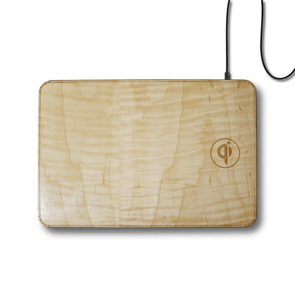 Oversize Wood Mousepad with 15 watt Wireless Fast Charger