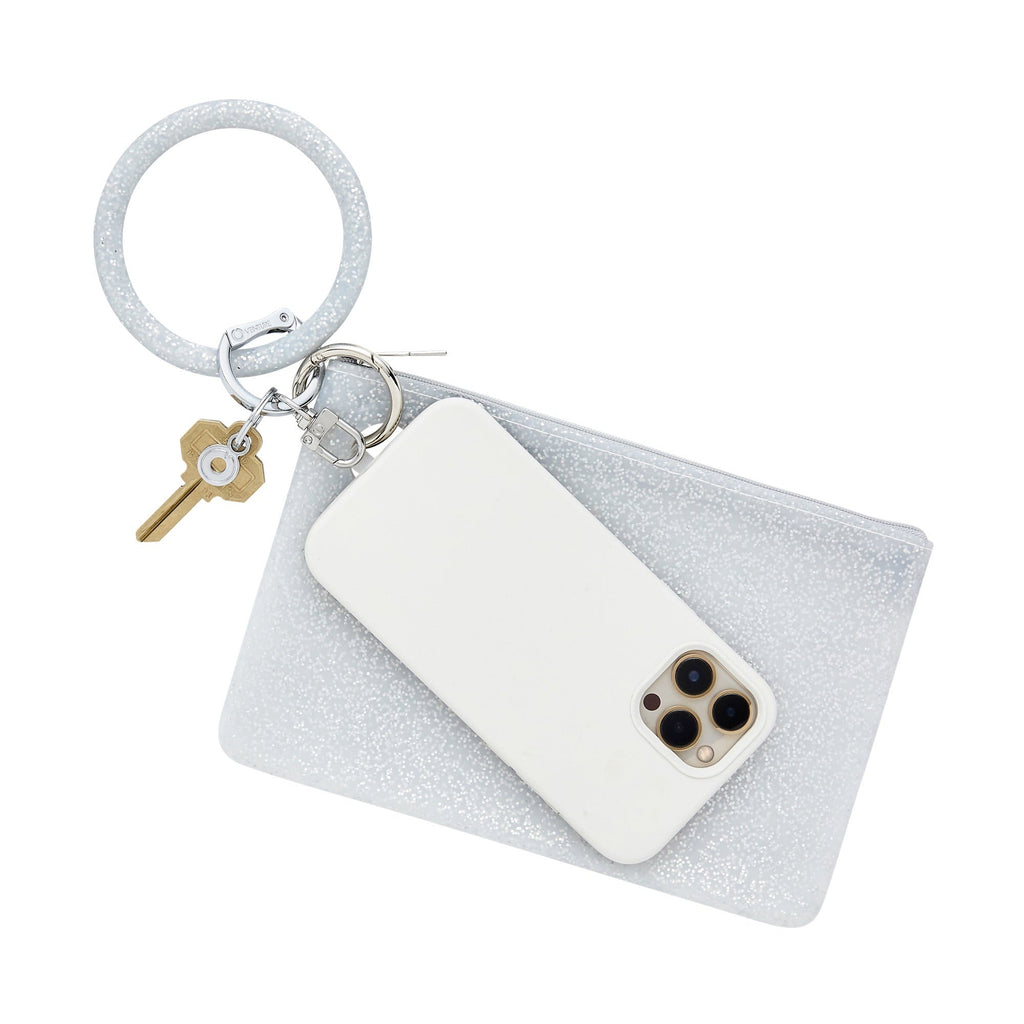 Large Pouch Wristlet Set - Silver Confetti