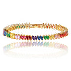 Rainbow Cubic Zirconia Tennis Bracelet with Rainbow Marquise Stones