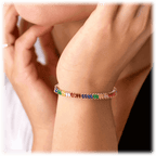 Rainbow Cubic Zirconia Tennis Bracelet with Rainbow Marquise Stones