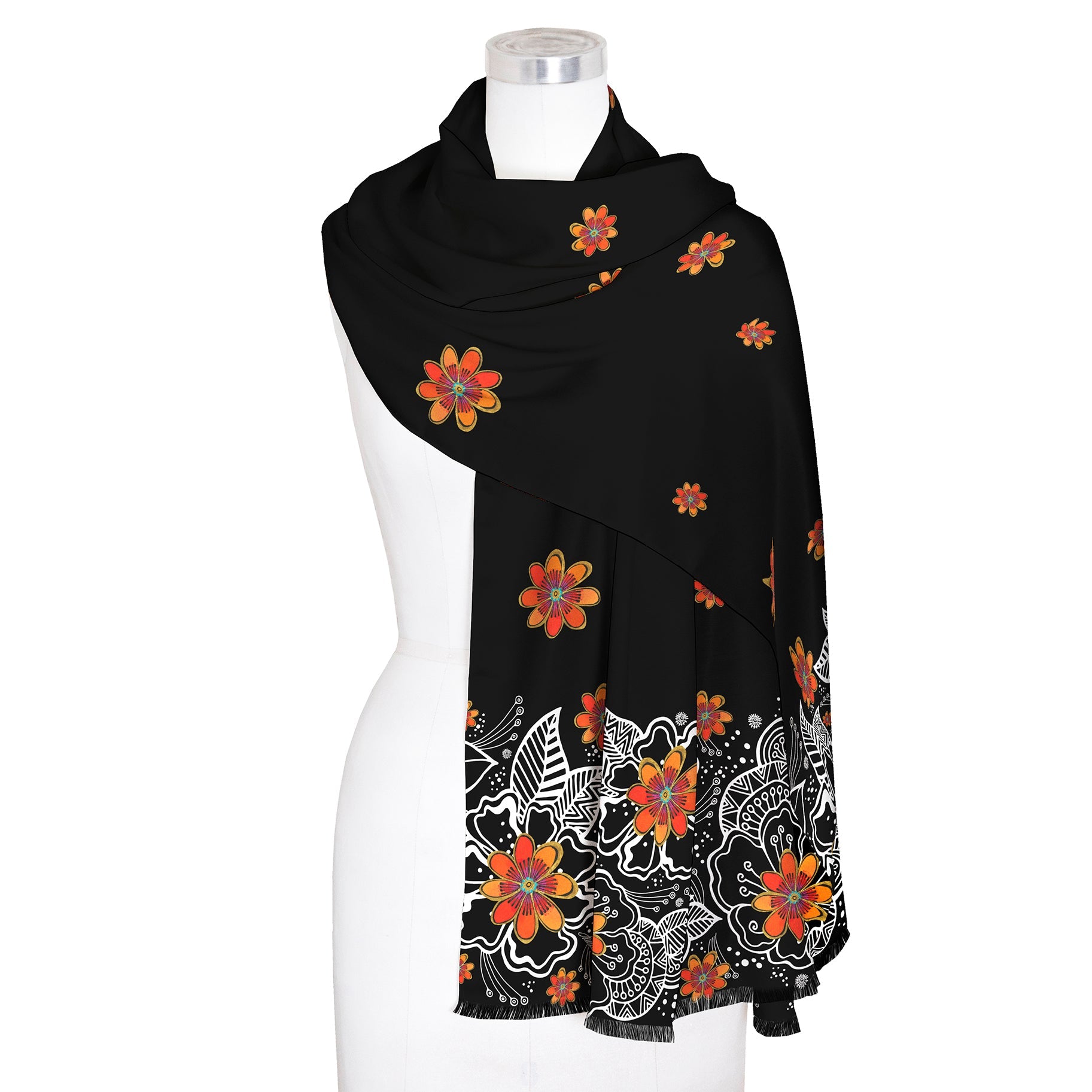 Laurel Burch Orange Blossoms Silk Blend Shawl – Lightweight Dressy Wrap for Women