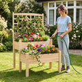 2-Tier Raised Garden Bed with Trellis for Climbing Plants