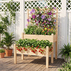 2-Tier Raised Garden Bed with Trellis for Climbing Plants