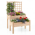 2-Tier Raised Garden Bed with Trellis for Climbing Plants