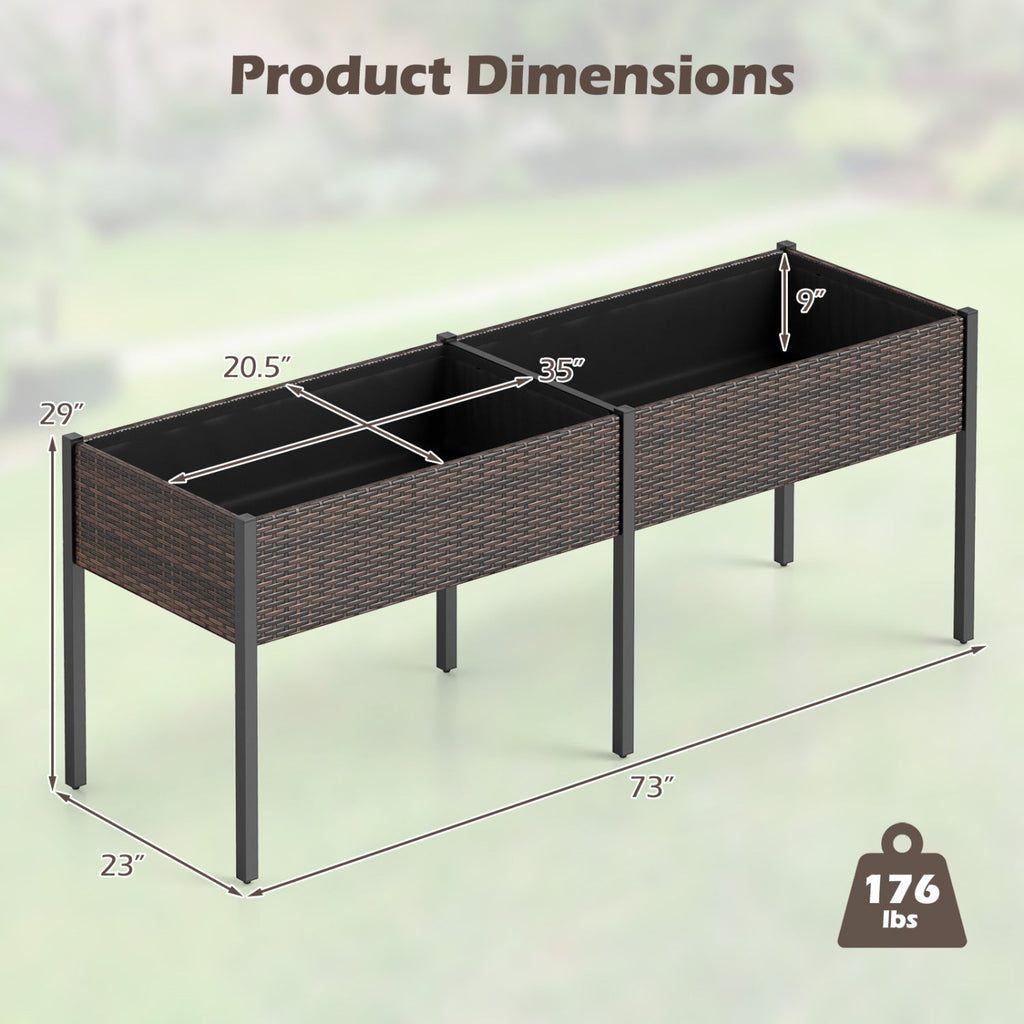 Raised Garden Bed with Legs and Removable Liner - 73 Inch