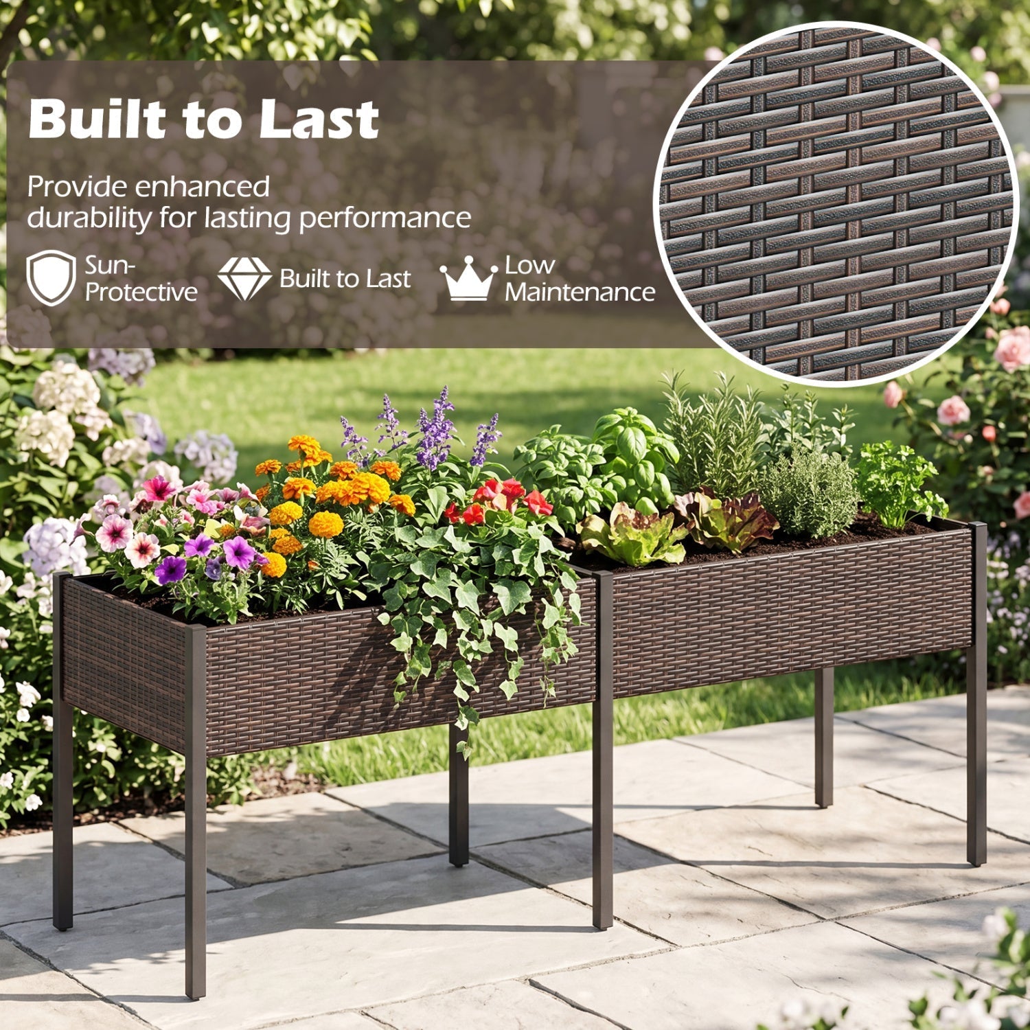 Raised Garden Bed with Legs and Removable Liner - 73 Inch