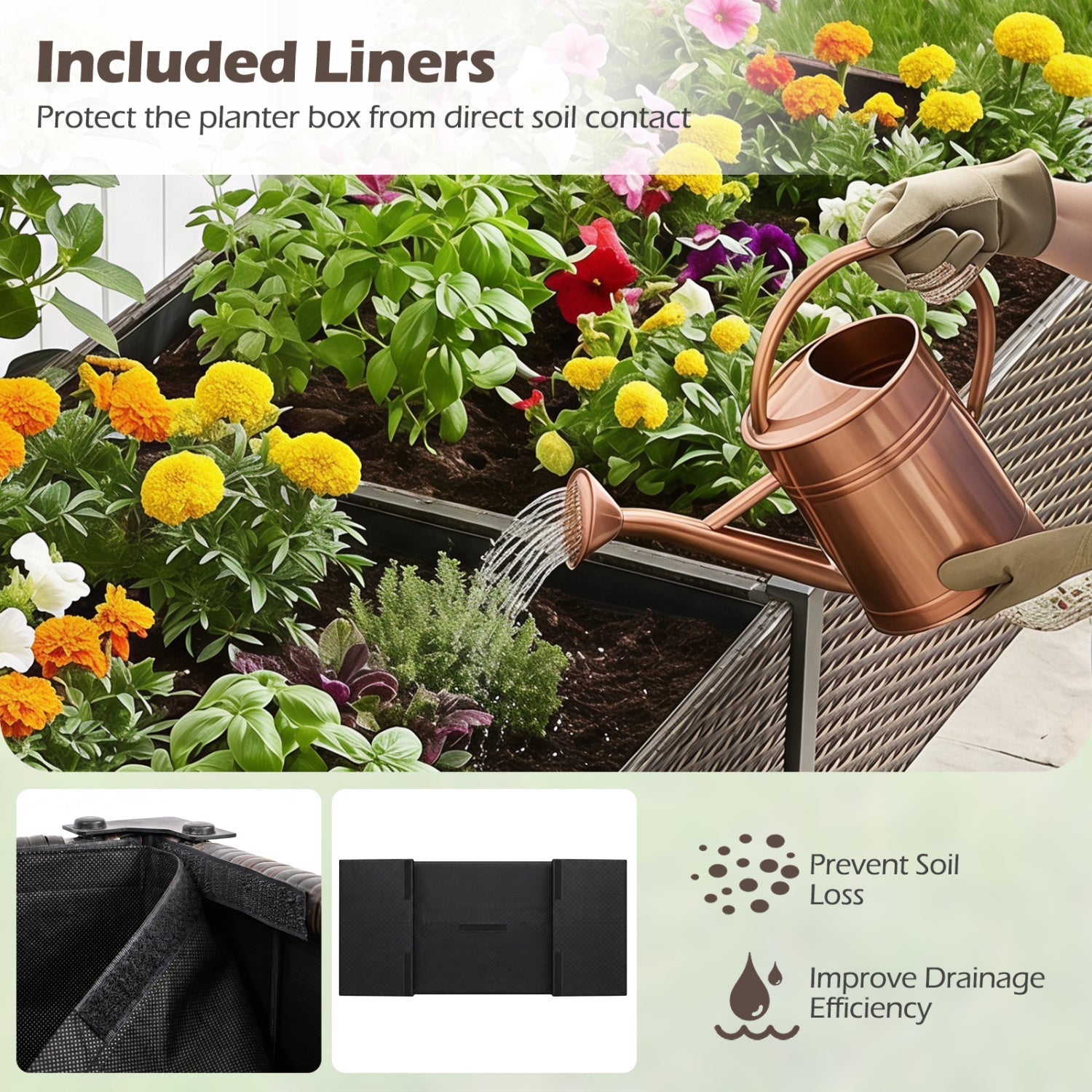 Raised Garden Bed with Legs and Removable Liner - 73 Inch
